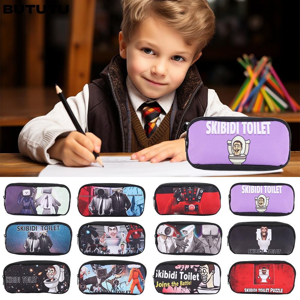 Bututu กระเป๋าดินสอ พิมพ์ลายการ์ตูน Skibidi Toilet Man Skibidi ชั้นเดียว สําหรับเด็กนักเรียน 1 ชิ้น