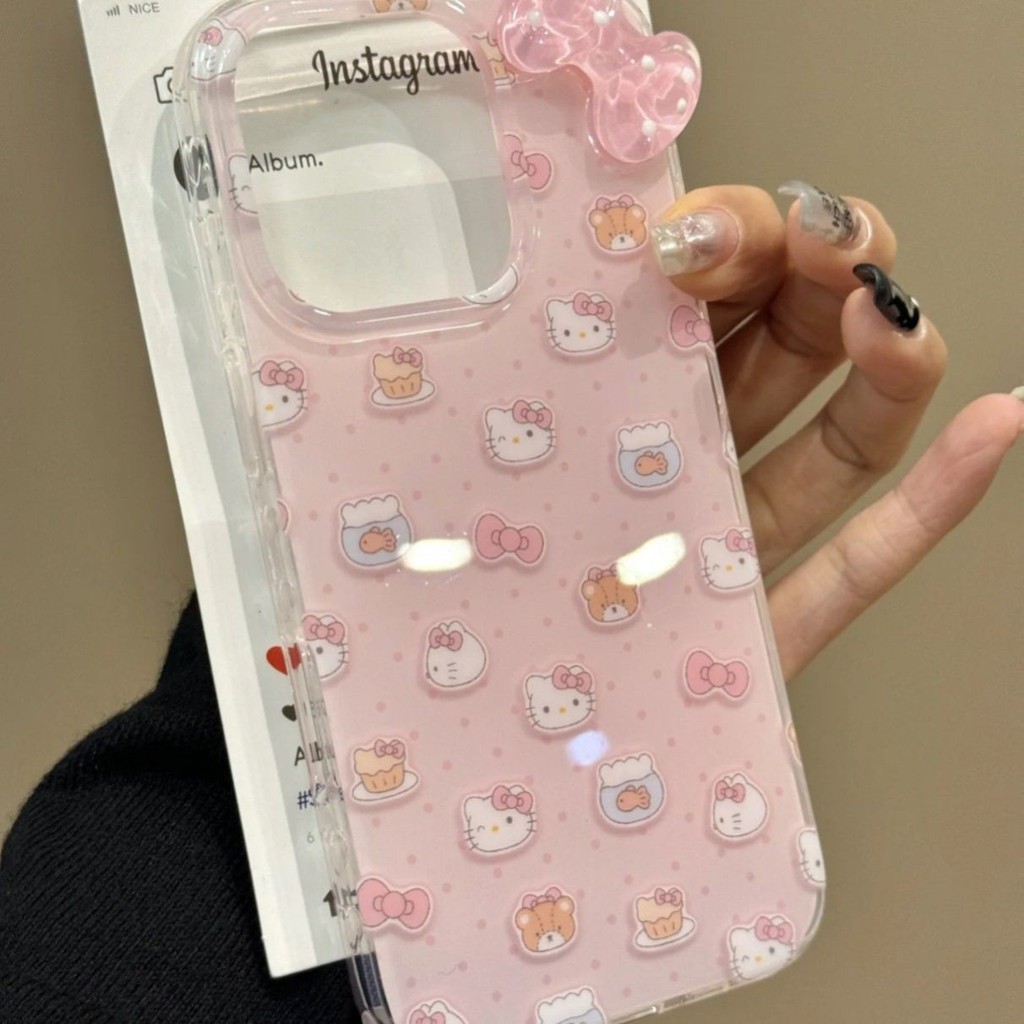 สีชมพูลายจุดแมวโบว์เคสโทรศัพท์สําหรับiphone 16 16Pro 16Plus 16Pro Max 11 12 13 14Plus 15Pro XR XS Max 7 8PlusสาวหัวใจLove Stander Anti Dropฝาครอบโทรศัพท์น่ารักผู้ถือBB ราคา ถูกที่สุด ดีลบีเคเค แกลเลอรีภาพที่ 4