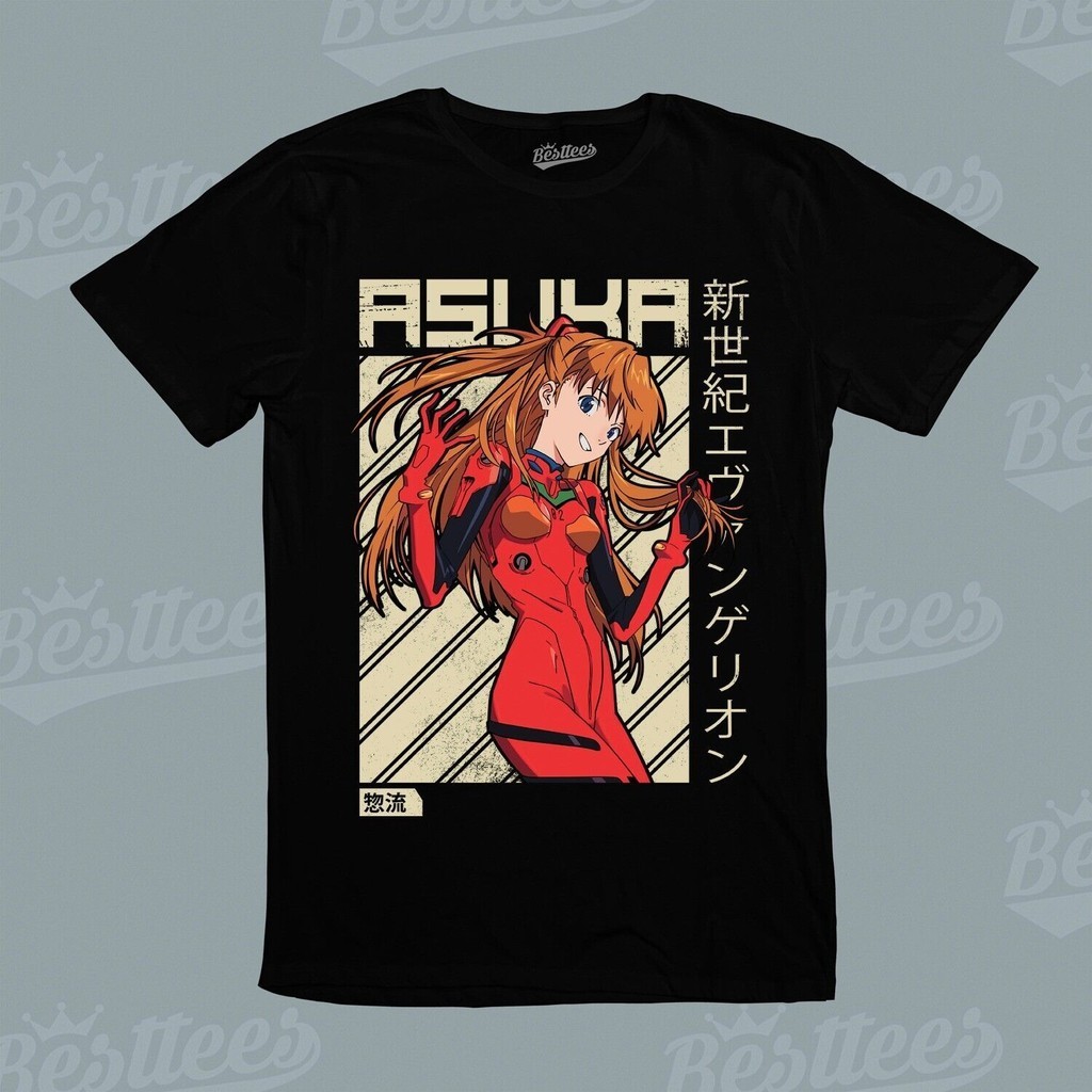 เสื้อยืด พิมพ์ลายการ์ตูนญี่ปุ่น มังงะ Evangelion Asuka สุดเท่ สําหรับผู้ชาย และผู้ใหญ่