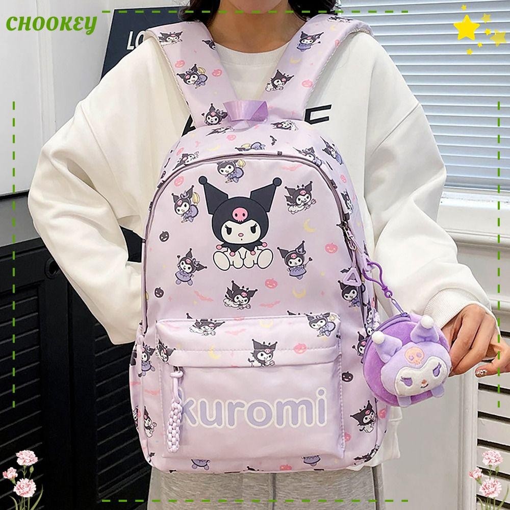 Chookey กระเป๋าเป้สะพายหลังนักเรียนกระเป๋านักเรียนความจุขนาดใหญ่ Kawaii Kuromi Melody Pochacco Kitty Shoulder Rucksack
