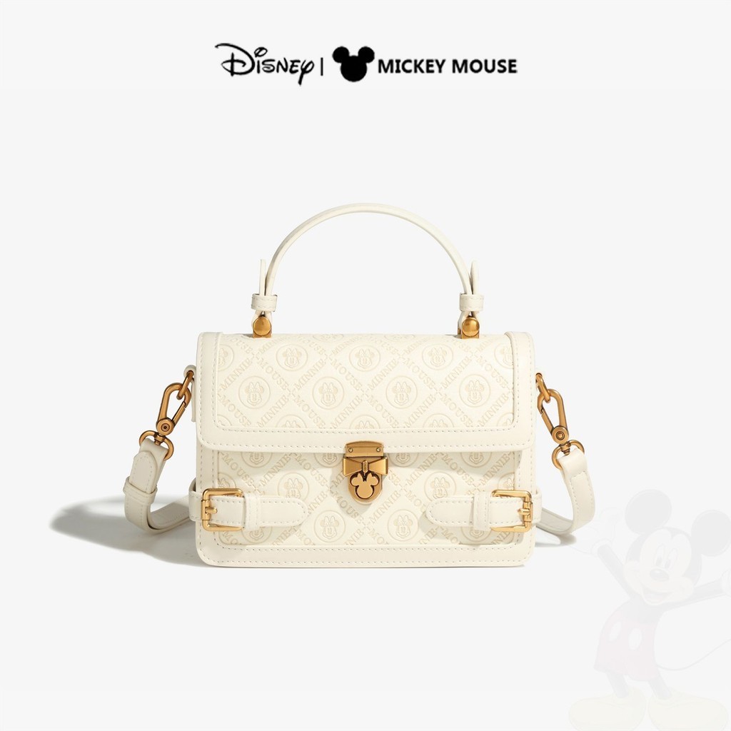 Disney Style กระเป๋าสะพายไหล่ พิมพ์ลายดอกไม้ สีขาว สําหรับผู้หญิง 2024