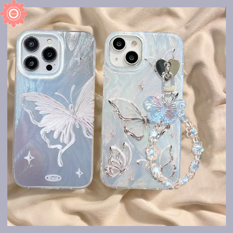 เคสโทรศัพท์มือถือ ลายผีเสื้อ ประดับมุก พร้อมช่องใส่บัตร สําหรับ Samsung A05 A13 A05s A14 A53 A23 A32 A50s A31 A52s A04s A21s A12 A02s A54 A52 A51 A34 A04 A20s A03s A10s A30 A24 A30s A04E A11