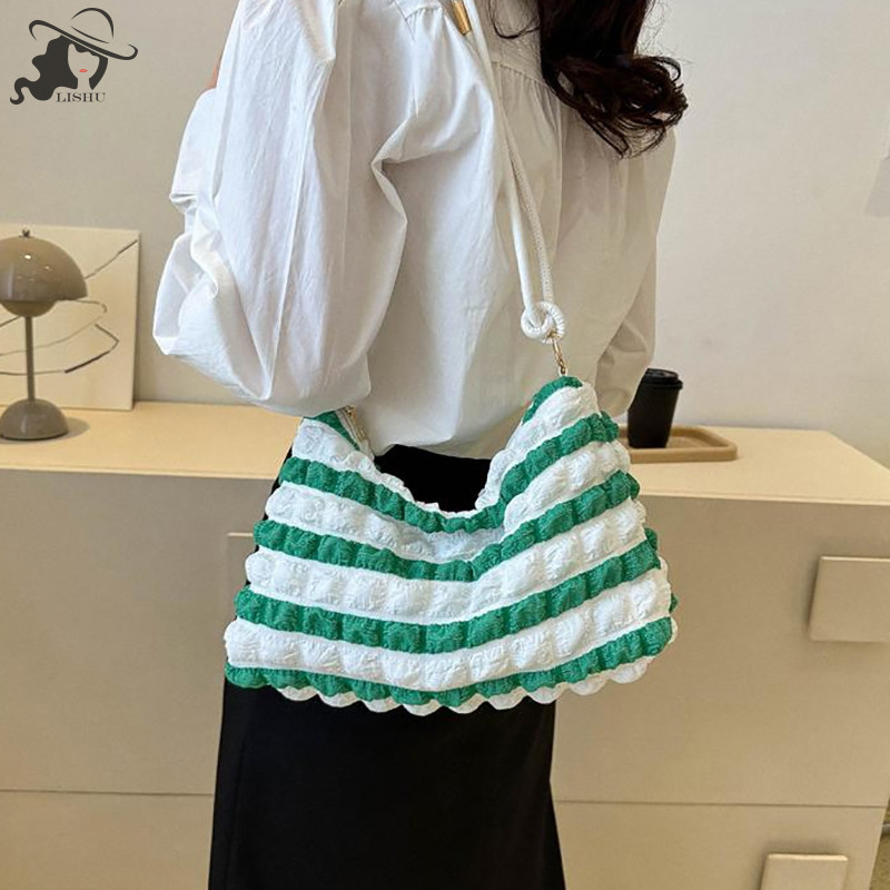 Lishu New Trend Bubble Pleated Bag Women 's Underarm Handbag Simple Shoulder Bag th