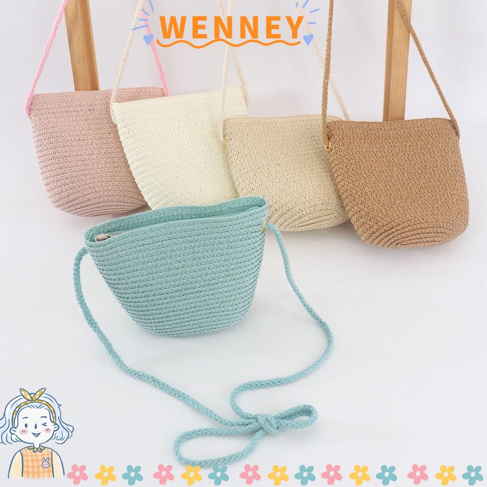 Wenney กระเป๋าสะพายข้าง กระเป๋าใส่เหรียญ สีพื้น น่ารัก