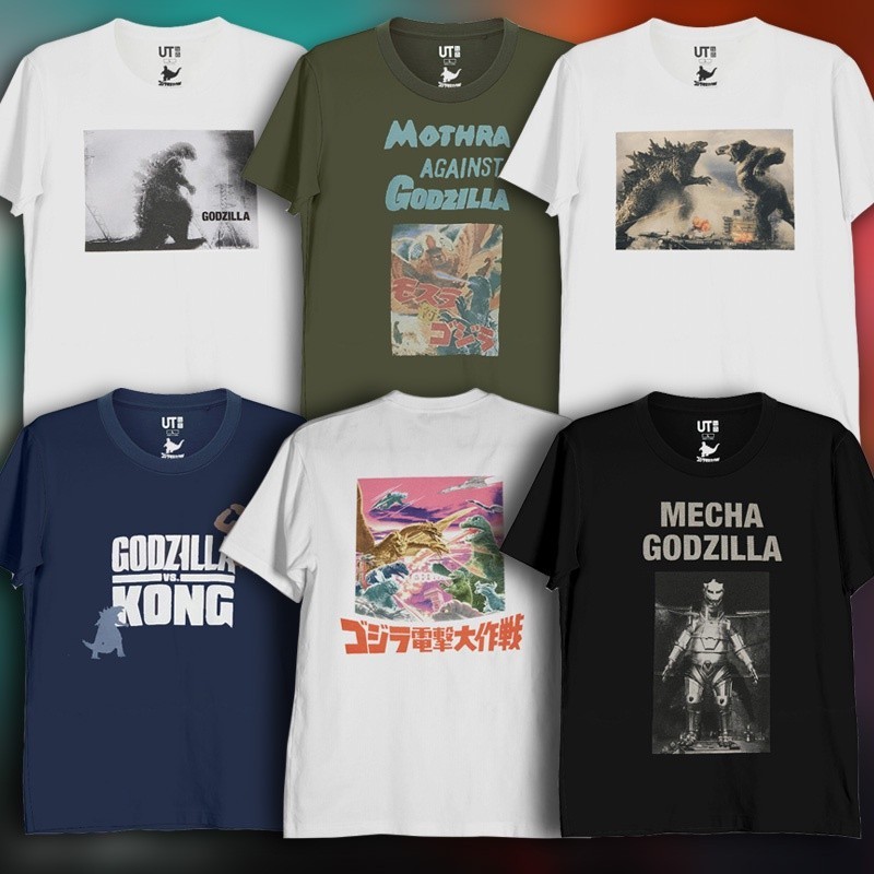 T-Shirt【💘💘】Uniqlo Godzilla เสื้อยืดคู่รักแขนสั้นสําหรับผู้ชาย 434372 S-5XL