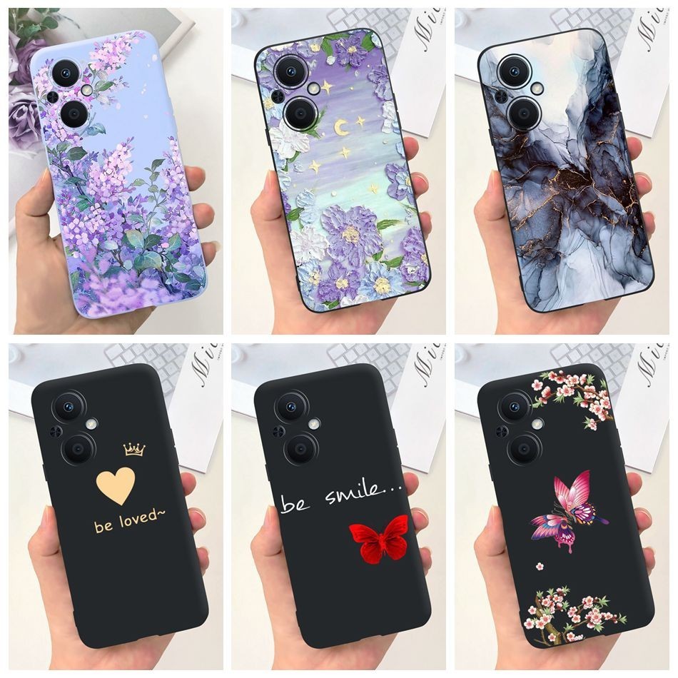เคสโทรศัพท์มือถือ ซิลิโคนนุ่ม ลายดอกไม้ ผีเสื้อ สีแคนดี้ สําหรับ OPPO Reno7 Z 5G Reno8 Z 5G Reno 7Z 8Z 5G CPH2343