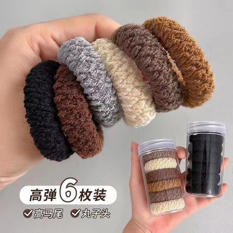 หนายืดหยุ่นสูงผูกผมหัวเชือกทนทานผู้ใหญ่ที่เรียบง่ายความรู้สึกระดับไฮเอนด์ฤดูใบไม้ร่วงฤดูหนาวสูงผมหางม้ายางรัดเชือกผมผูกผม