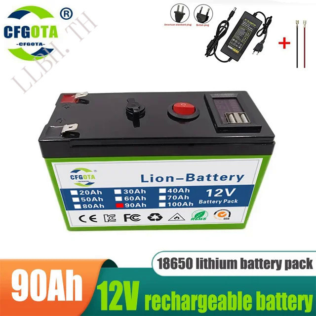 12V 100Ah 18650 Lithium Battery Pack Rechargeable Battery for Solar Energy Electric Vehicle Battery 12.6v3A Charger