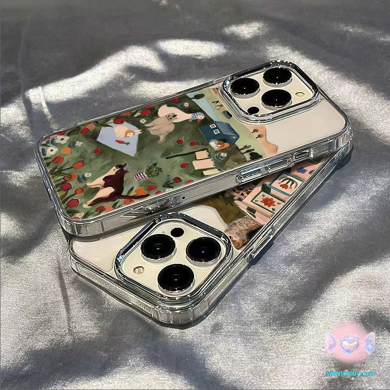 [ท้องถิ่น] หญ้าสัตว์กรอบรูปโลหะเคสโทรศัพท์ใช้งานร่วมกับiPhone X XR XS 11 13 15 12 pro Max 7 8 14 15 Plus SE 2 3 cover - รูปที่ 6