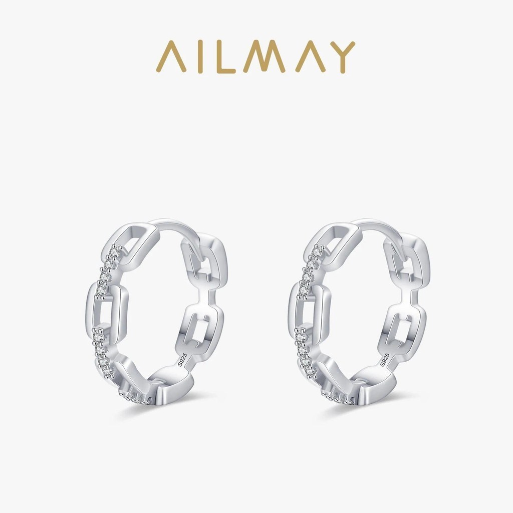 Ailmay 925 เงินสเตอร์ลิงรูปร่างต่างหูเพทายสําหรับผู้หญิงเครื่องประดับชั้นดี