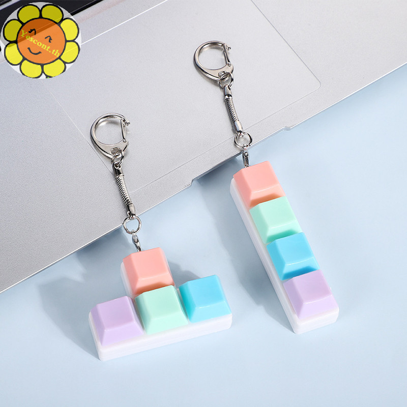Yescont 1PC Finger Keyboard Caps Prop คีย ์ บอร ์ ดของเล ่ น Macaron ความเครียดบรรเทา DIY ปุ ่ ม Keycap Fidget พวงกุญแจคีย ์ บอร ์ ด Keyring ของเล ่ น TH