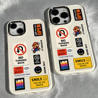 ใหม ่ อินเทรนด ์ Mario ป ้ ายรูปแบบโทรศัพท ์ สําหรับIPhone 15 13 14 12 11 X XR Xs Max 14pro Se2020 7/8 Plusซิลิโคนกันกระแทกขอบสี ่ เหลี ่ ยมกรอบกรณี