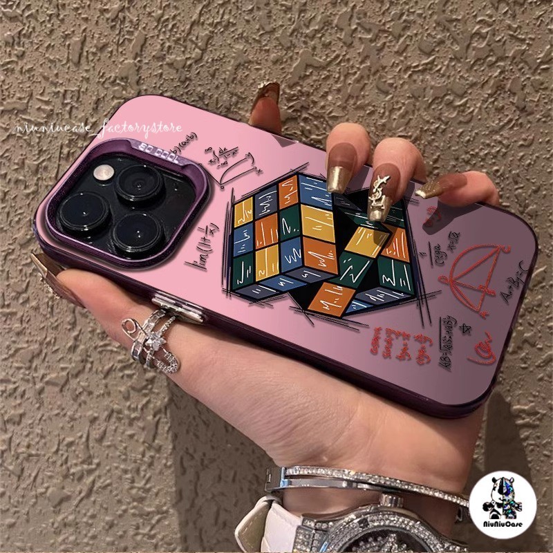 สําหรับ iPhone 13 12 14 11 15 Pro Max XR X XS SE 7 8 Plus เคส สูตรคณิตศาสตร์ลูกบาศก์รูบิค ป้องกันการตก ซิลิโคนนุ่ม Case - รูปที่ 6