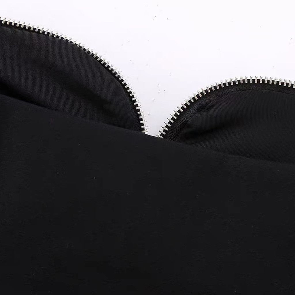 เสื้อแฟชั่นสไตล์ยุโรป สีดำ สีขาว พร้อมซิปหน้า - รูปที่ 6