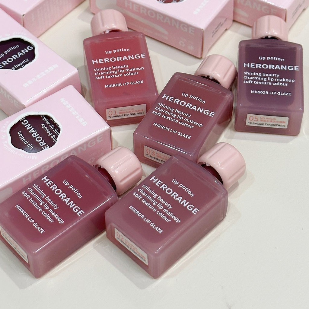 Herorange Pink Watery Glass Mirror Lip Glaze Moisturizing Student Natural Lipstick - รูปที่ 2