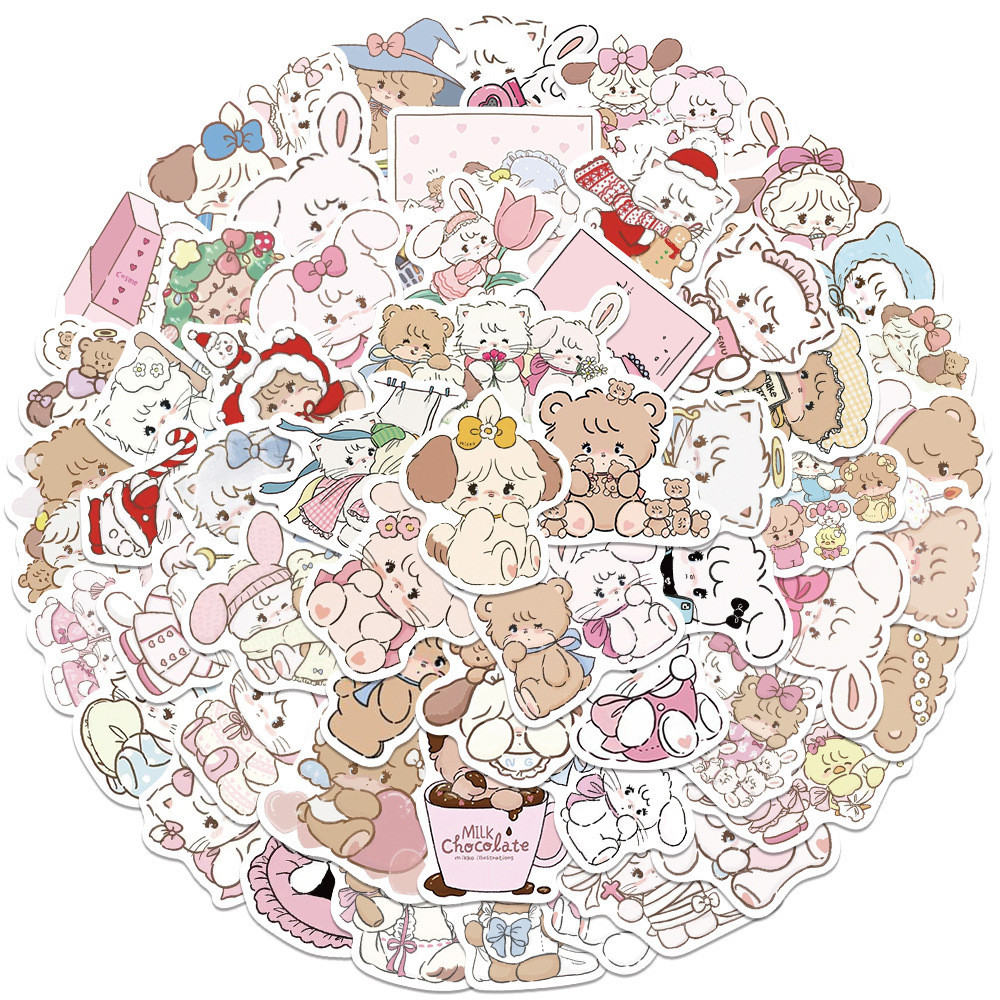 60Pcs/Set MIKKO . Mousse & Cammy & Souffle & Latte Series 01 Stickers Fashion DIY Waterproof Decals Doodle Stickers