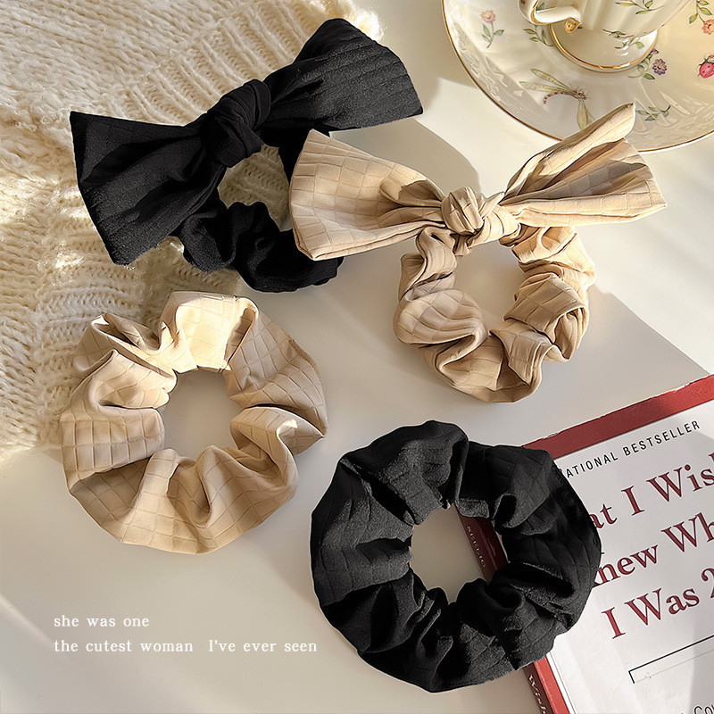 Bow ขนาดใหญ ่ Scrunchie ผู ้ หญิงยืดหยุ ่ นสูง Tie เชือกผม Simple All-match Headstring อารมณ ์ ยาง