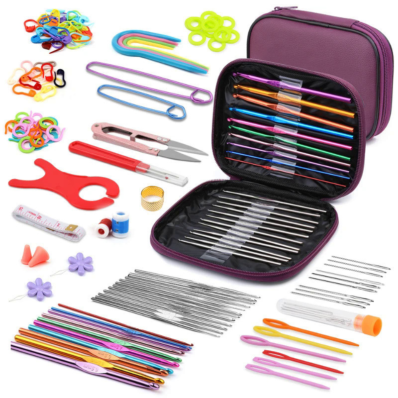 KRABALL Crochet Kit for Beginners Crochet Hook Set Ergonomic Knitting Needles Blunt Needles Stitch M