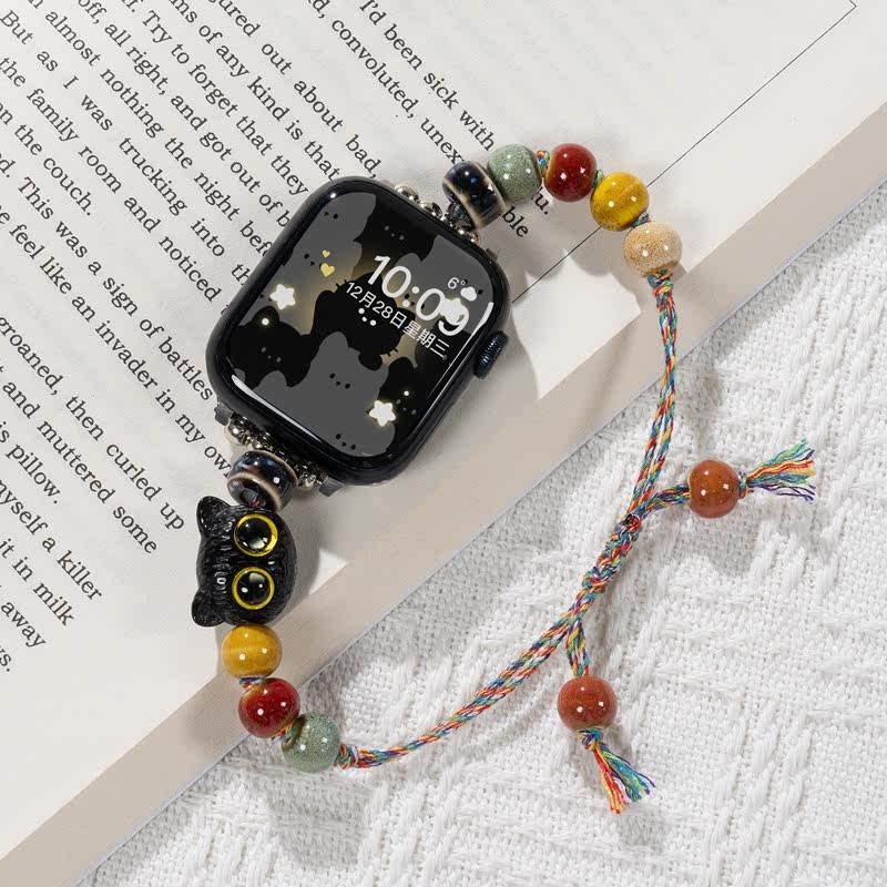 น ่ ารักสีดําแมวสุนัขเชือกถักสร ้ อยข ้ อมือสําหรับ Amazfit Active GTS 2 2e 3 4 Mini สร ้ อยข ้ อมือสมาร ์ ท Amazfit Bip 5 5 Unity 3 Bip U Pro GTR 4 สมาร ์ ทนาฬิกา Handmade ปรับสายรัดข ้ อมือ