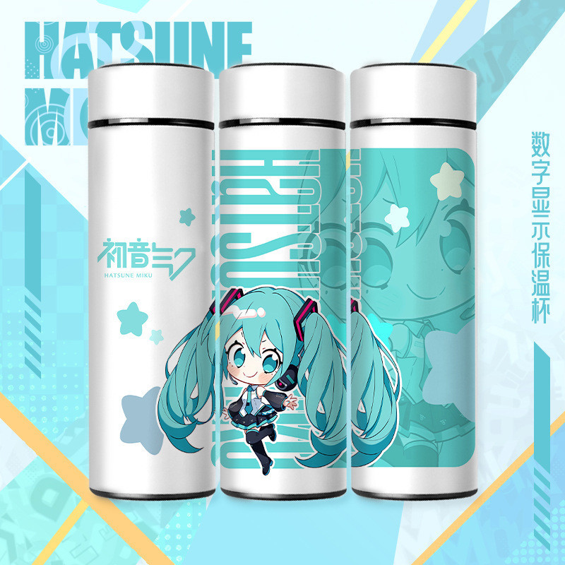 Hatsune Miku แก ้ วเก ็ บความร ้ อนขวดน ้ ําสแตนเลสจอแสดงผลอุณหภูมิถ ้ วยน ้ ํา