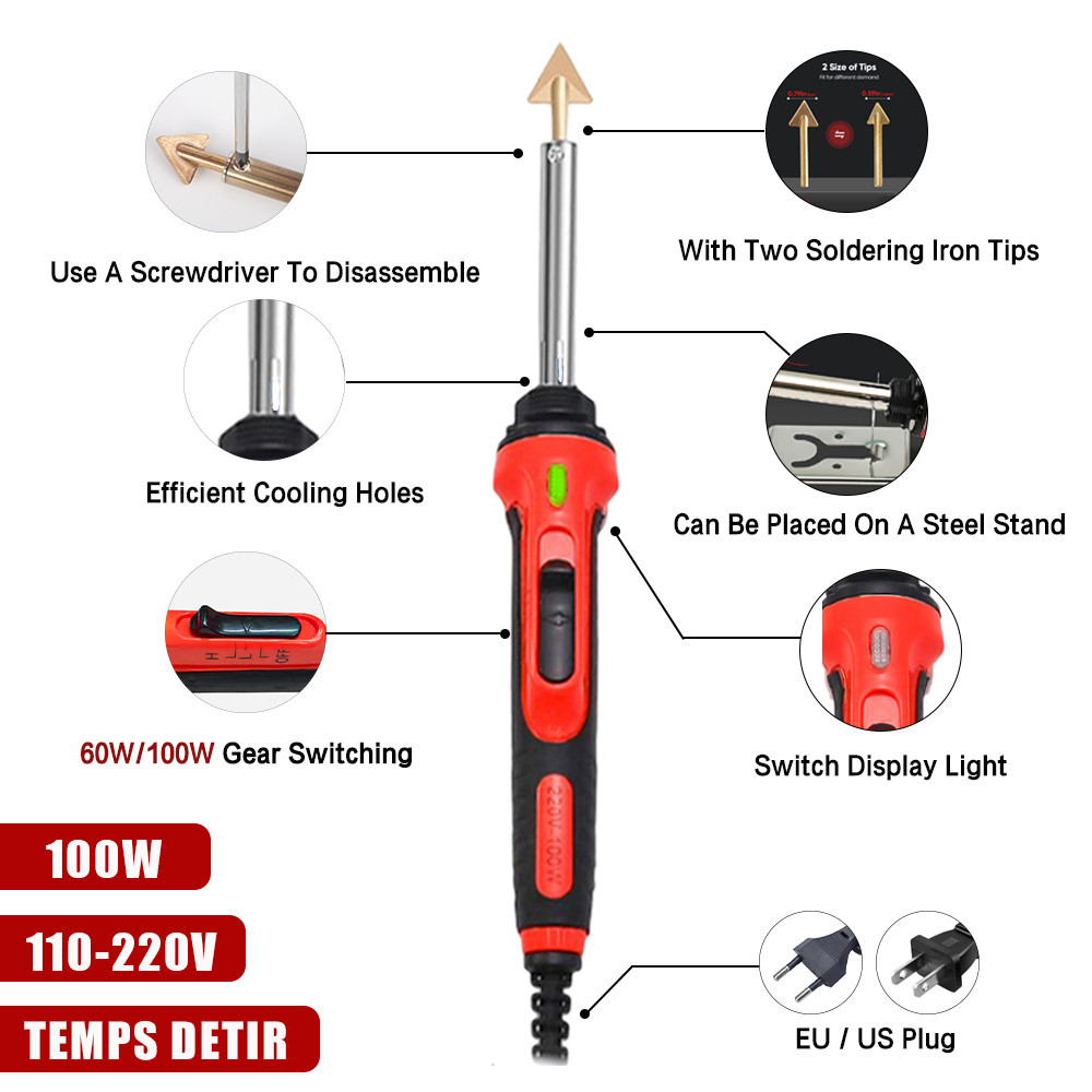 100วัตต์รถกันชนซ่อมประเภทหัวแร้งไฟฟ้าบ้านหนังรีดผ้าอุปกรณ์ชิ้นส่วนพลาสติกซ่อมและเรียบชุดเครื่องมือ - รูปที่ 2