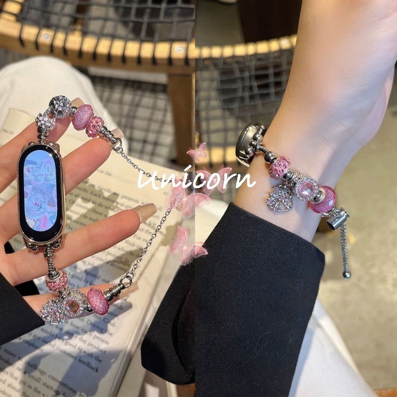 โลหะเดี่ยวสําหรับ Xiaomi MI band 7 6 5 4 Pandora Smartwatch สร้อยข้อมือ Xiaomi MI 8 สายสมาร์ทสําหรับ