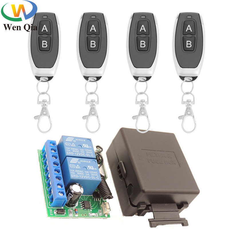 Wenqia DC 12V 10A 2CH รีเลย ์ ตัวรับสัญญาณ RF รีโมทคอนโทรลไร ้ สาย Switch, 433MHz Garage/Door/Motor 