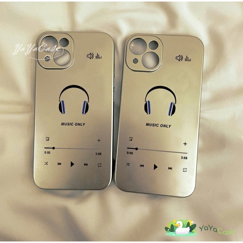 สำหรับ iPhone11 13 Music CASE FOR เคสไอโฟน14 12 Pro Max 14 7 8 Plus X XR XS MAX หูฟังเพลงรุ่น สไตล์ กรณีโทรศัพท์โลหะ เคส
