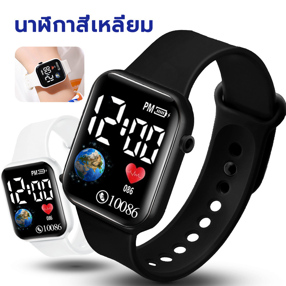 นาฬิกาข้อมืออิเล็กทรอนิกส์ มีไฟ LED เรืองแสง แฟชั่น ดีไซน์เรียบง่าย สไตล์เกาหลี