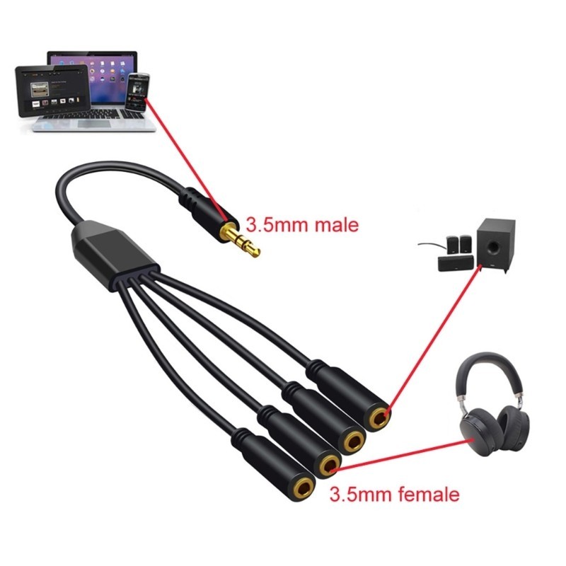 Leu11 3 5 มม.AUX สาย 1 ถึง 3 4 5 6 สายต่อขยาย 3 ส่วน 3 5 มม.ชายหลาย 3 5 มม.หญิงสเตอริโอ Splitter สายไฟ Wi - รูปที่ 6