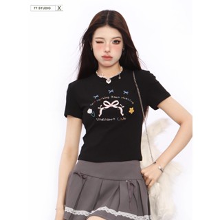 （พร้อมส่งจากกทม มาถึงใน 2วัน）เสื้อครอปยอดฮิตสไตล์100%cottonส…