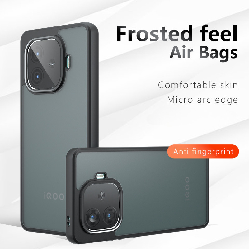 สําหรับ Vivo iQOO Z9 Turbo Case ELVEV กันกระแทก PC TPU Crystal Clear Matte ฝาครอบโทรศัพท ์