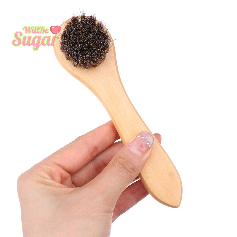 [WillBesugarT] 1pc Shoe Boot Polish Shine ทําความสะอาดกําจัดฝุ่นแปรงรองเท้าทนทานด้ามไม้ยาวแปรงขนม้า [ใหม่]