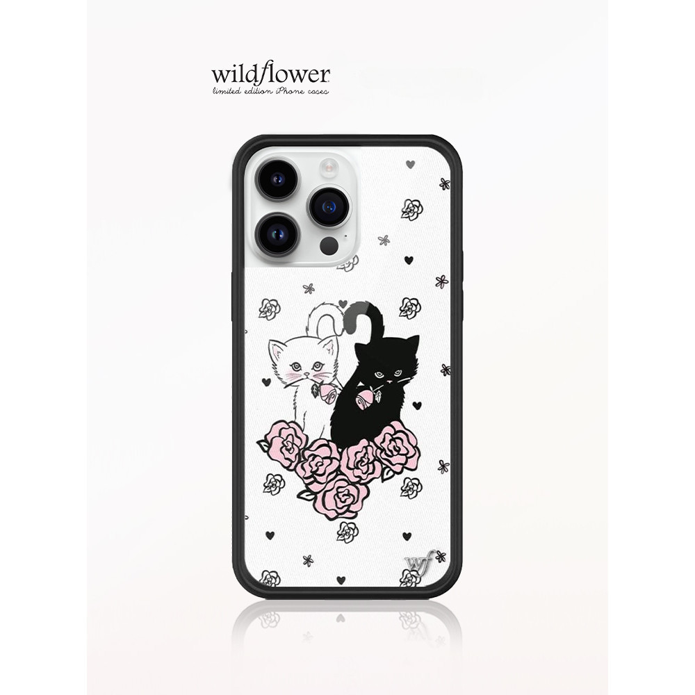 น่ารักดอกไม้ป่าแมวเคสโทรศัพท์สําหรับiphone 12 13 14 15 Pro Max 14 15 PlusซิลิโคนAnti-FallingกันกระแทกปกหลังWFปลอกสําหรับiPhone 16 Pro Max
