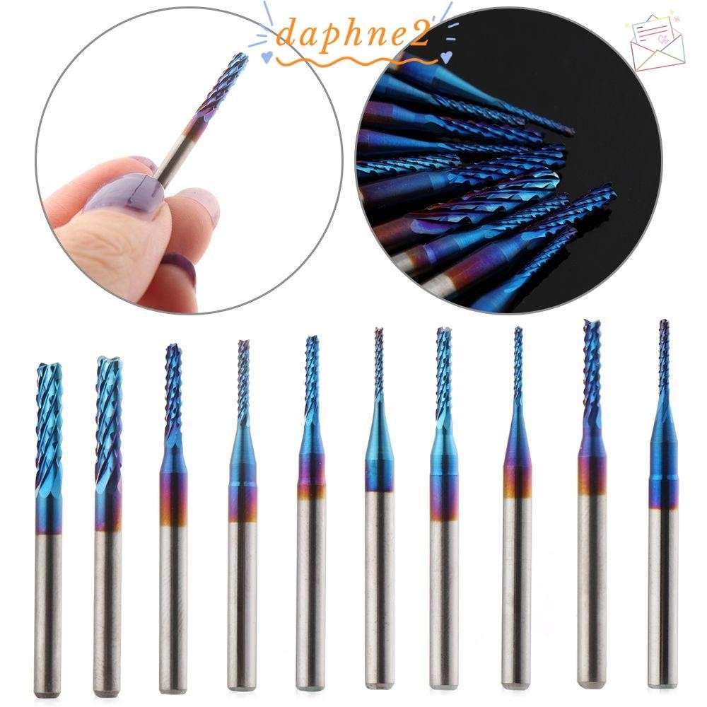 ดอกกัดเอ็นมิล ก้านตรง เคลือบไทเทเนียม ขนาด 0.8-3.175 มม. สีฟ้า สําหรับแกะสลักคาร์ไบด์