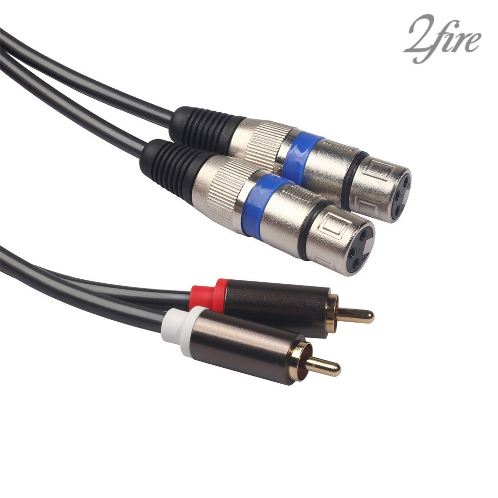 &lt;2fire &gt; 1/2/3 Cable Mic Audio Cable 2 XLR ถึง 2 RCA Adapter Amplifier XLR RCA Hifi NE