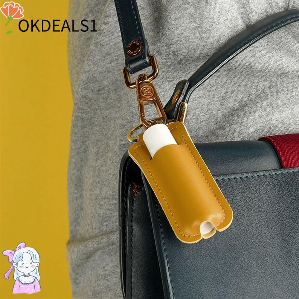 Dealshop Key Ring holder Lanyard with Chapstick PU leather กระเป๋าลิปบาล์ม ที่วางลิปสติก Lippy clip Chapstick holder
