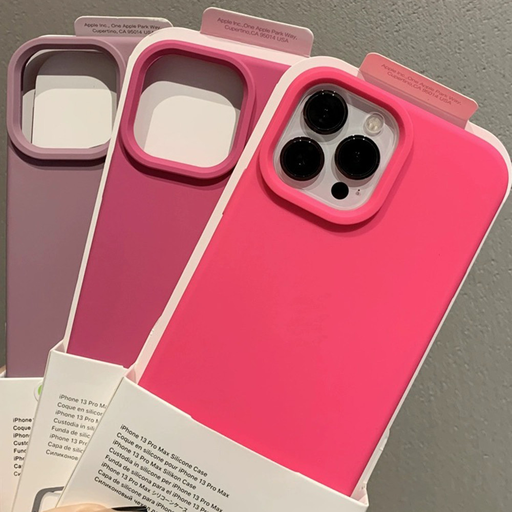 เรืองแสงสีชมพู Series ซิลิโคนเหลวกันกระแทกเคสโทรศัพท ์ สําหรับiPhone 15ProMax 15Pro 15 14 13 12 11 Pro Maxกรณีกันกระแทกป ้ องกันนุ ่ มปก
