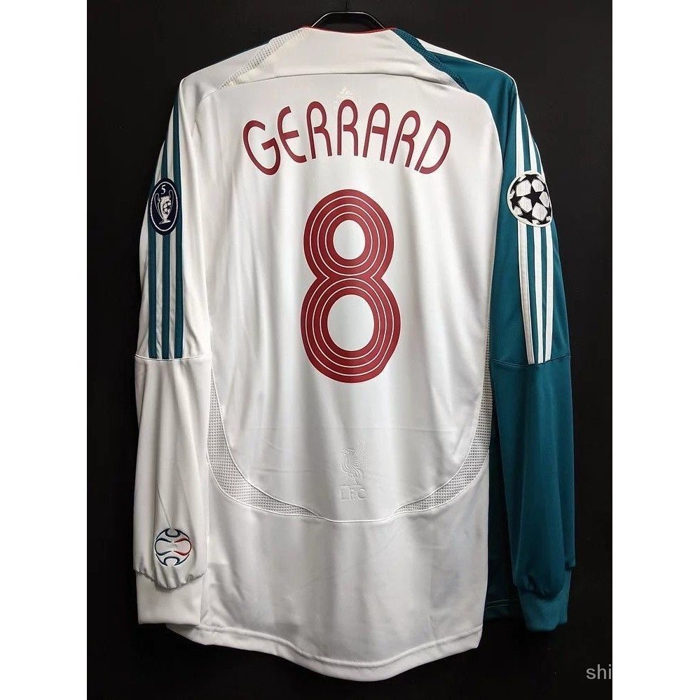 06/07 Liverpool Champions League away Gerrard Agg Alonso Mascherano refts กีฬาแขนยาว