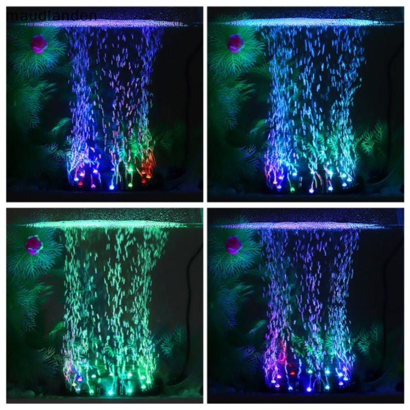 Ma Aquarium ไฟ LED ใต ้ น ้ ํา Air Bubble Stone สีสันสดใสสําหรับโคมไฟกลมปลา TH