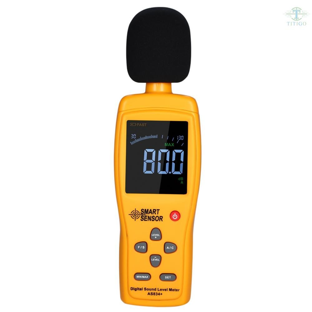 Smart SENSOR AS834 + Digital Sound Level Meter เครื ่ องวัดเสียงรบกวนดิจิตอล LCD Sound Level Meter 30-130dB Noise Volume Measuring Instrument Decibel Monitoring T Tolo-5.20