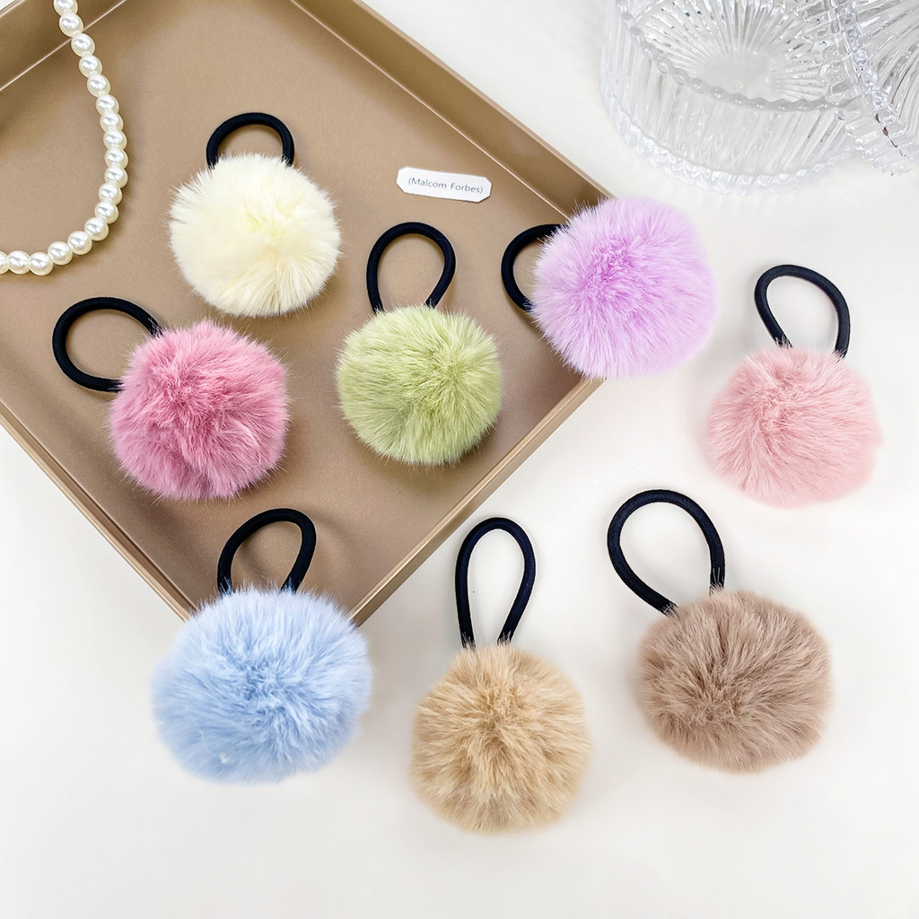 ที่คาดผมตุ๊กตาสีครีมเกาหลี ที่คาดผมหางม้าสูง สาวหวาน ขนยาว Scrunchie ยางรัดผมยางยืด เครื่องประดับผมสำหรับผู้หญิง