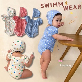 [ในสต็อก]ฤดูร้อนเด็กรักรูปแบบลายสก๊อตชุดว่ายน้ำแขนสั้นชุดว่า…