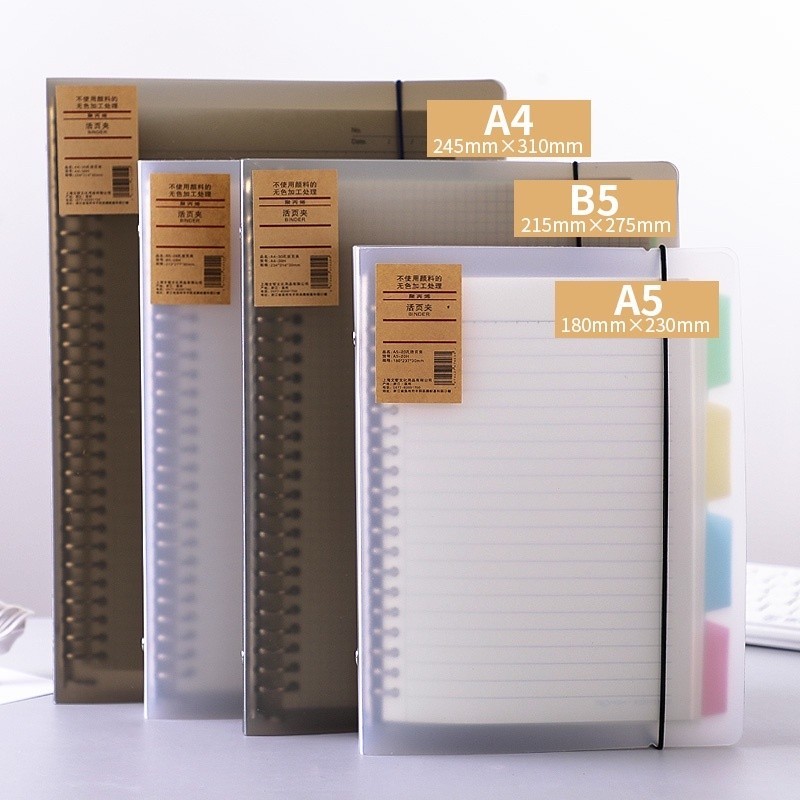 สมุดบันทึกใบหลวม A4/B5/A5 DIY Notepad รีฟิลโปร ่ งใส Frosted Cover Index Divider โรงเรียนเครื ่ องเขียน