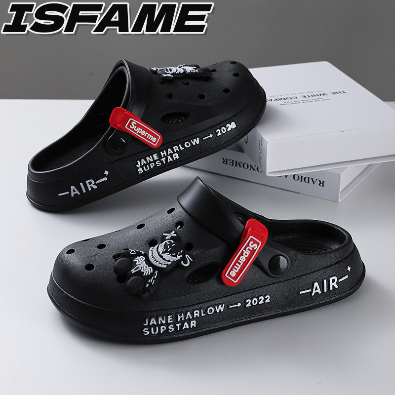 รองเท้าแตะผู้ชาย New Korean Fashion EVA Cave shoes รองเท้าแตะแพลตฟอร์มคู่ รองเท้าชายหาดพื้นนุ่มลําลองกันลื่น