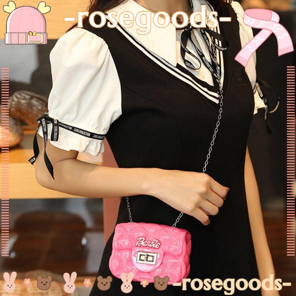 Rose กระเป ๋ าสะพายไหล ่ , Diamond Grid Pattern Jelly Phone Bag, Cute Mini Pink Messenger Bag Holiday Gift
