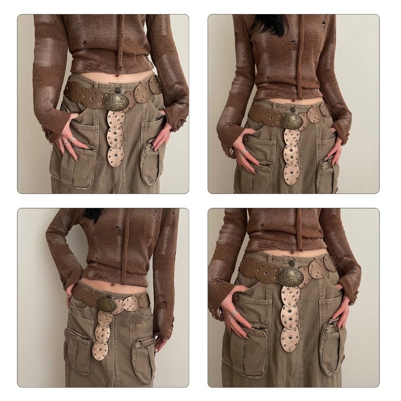 Brora เข็มขัดเอว Chain Idol เครื่องแต่งกายเข็มขัดสําหรับห่อชุดกระโปรง Grunge เข็มขัดสําหรับชุดกระโปร