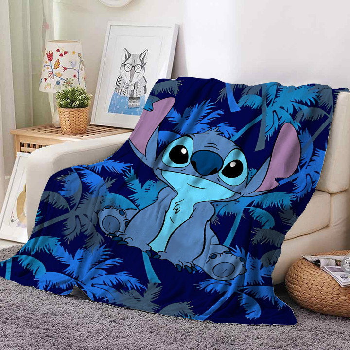 Lilo&stitch ผ้าห่มการ์ตูนสบายและอุ่นผ้าห่มตุ๊กตาสํานักงานห้องปรับอากาศผ้าห่มห้องนั่งเล่นตกแต่งผ้าห่ม