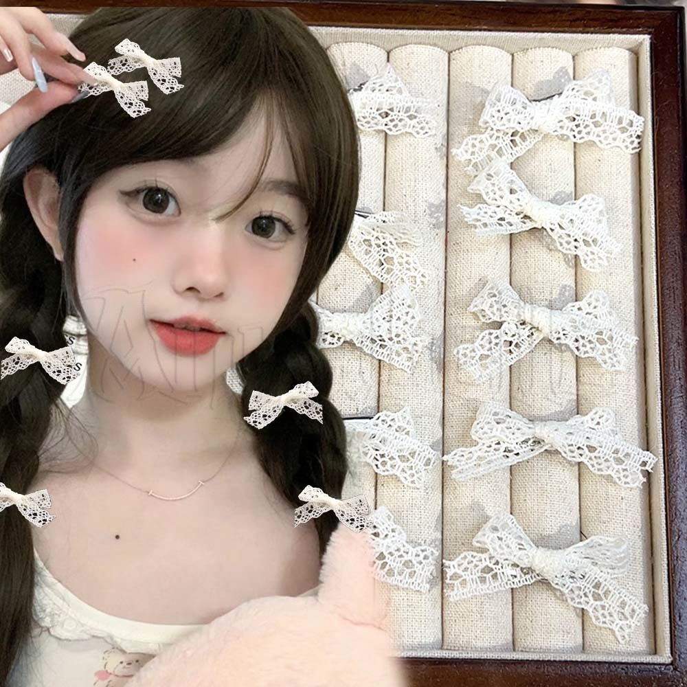 ลูกไม้ฝรั่งเศสกุทัณฑ์กิ๊บ-หรูหราโลลิต้าด้านเรียบคลิป- ย2เค,หวาน,น่ารัก,เกาหลี อิน -กิ๊บริบบิ้นโบว์สีขาว-ผู้ถือผมหางม้า ชม. หูฟัง-สําหรับผู้หญิงสาว