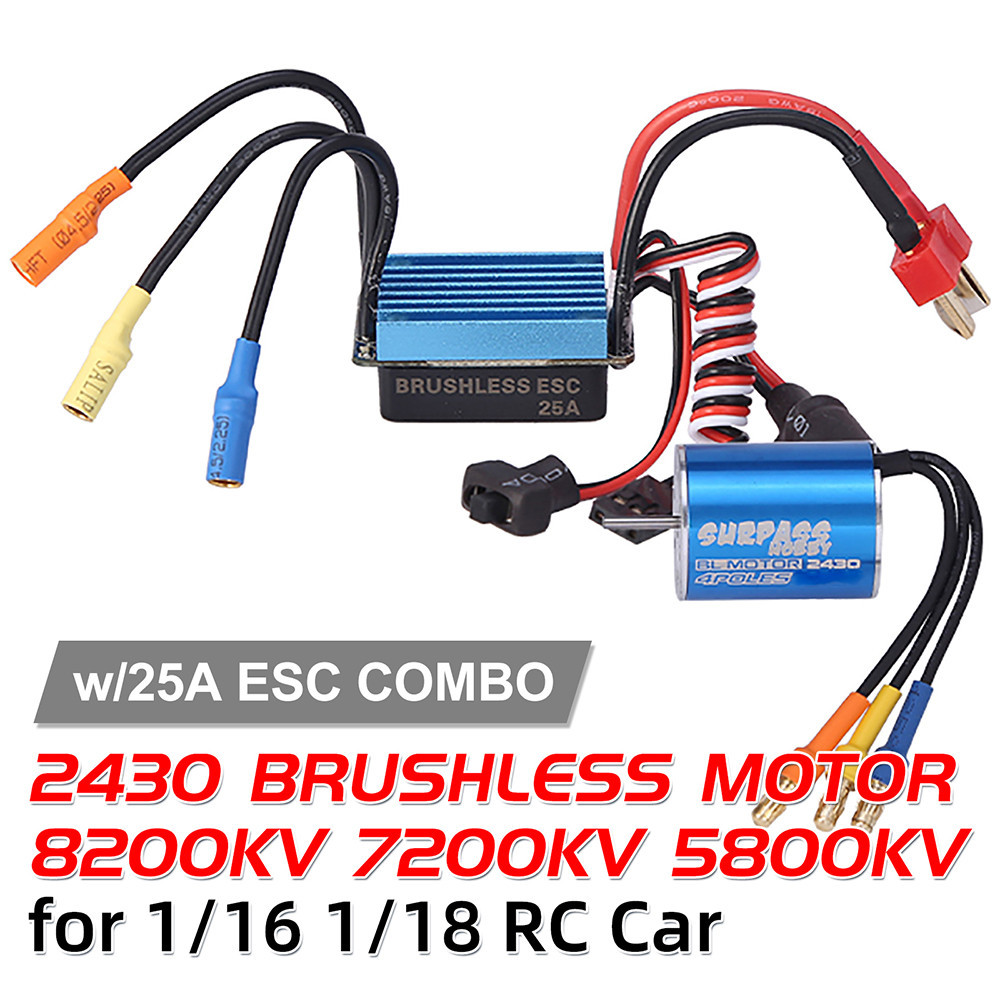 Surpass Hobby 2430 8200KV/7200KV/5800KV Brushless Motor & 25A ESC Combo for 1/18 1/16 HSP Redcat Tra